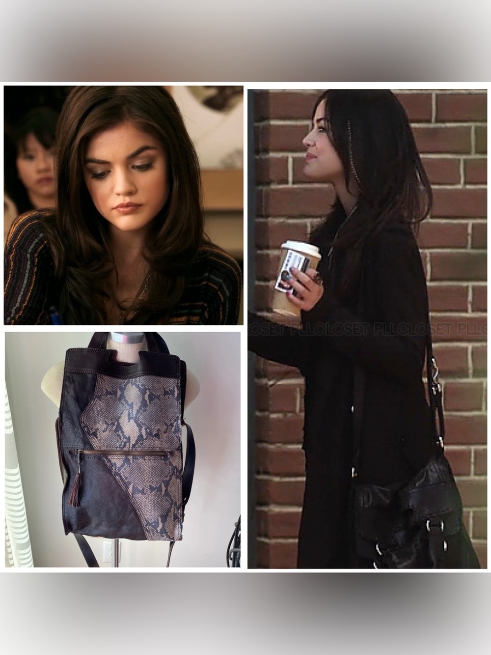 ASO Pretty Little Liars Lucky Brand Snake-Print Panel Leather Bag